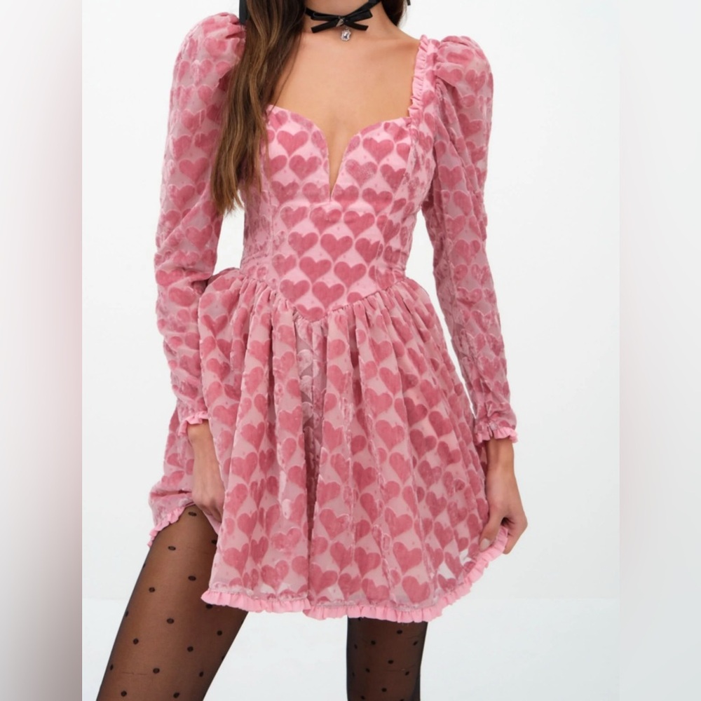 For Love and Lemons Theresa Mini Dress, Pink, Size Small